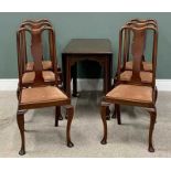 VINTAGE MAHOGANY GATE LEG DINING TABLE & SIX HIGHBACK CHAIRS - with central splat and drop-in