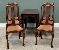 VINTAGE MAHOGANY GATE LEG DINING TABLE & SIX HIGHBACK CHAIRS - with central splat and drop-in