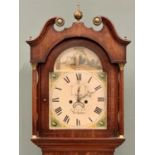 EARLY 19th CENTURY LONGCASE CLOCK - mahogany case, painted arched dial set with Roman numerals