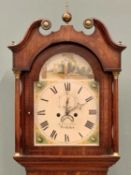 EARLY 19th CENTURY LONGCASE CLOCK - mahogany case, painted arched dial set with Roman numerals