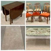 FURNITURE ASSORTMENT - vintage mahogany gate leg dining table on tapered supports and spade feet,