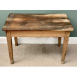 FARMHOUSE PINE TABLE - with single end drawer, 73cms H, 109cms W, 67cms D