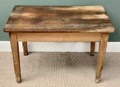 FARMHOUSE PINE TABLE - with single end drawer, 73cms H, 109cms W, 67cms D