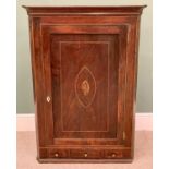 GEORGIAN MAHOGANY SINGLE DOOR CORNER CUPBOARD - with shell inlay, two blind and one opening