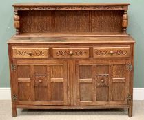 EARLY 20th CENTURY POLISHED OAK BUFFET SIDEBOARD - having three drawers over two base cupboard