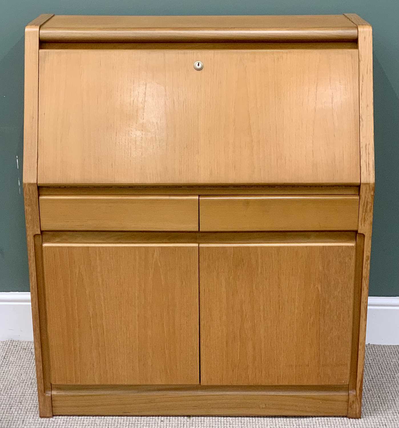 OFFERED WITH LOT 22 - MID-CENTURY TYPE BUREAU BY REMPLOY - the drop down upper section having a