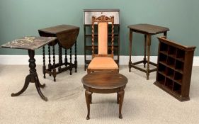 FURNITURE ASSORTMENT (7) - to include small barley twist gate leg table, two occasional tables, open