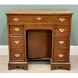 MAHOGANY KNEEHOLE DESK - single frieze drawer and blind drawer with cupboard to the kneehole and