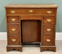 MAHOGANY KNEEHOLE DESK - single frieze drawer and blind drawer with cupboard to the kneehole and