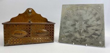 UNUSUAL TIN PLATE TWO DIVISION LETTERBOX - late 19th century, painted wood effect finish, the