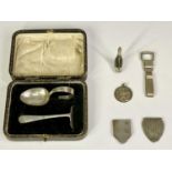 HALLMARKED, CONTINENTAL 925 STAMPED SILVER & WHITE METAL COLLECTABLES GROUP - to include a child's