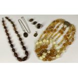 MODERN SILVER & AMBER/TYPE JEWELLERY - 6 items to include an oval bead necklace with 925 lobster