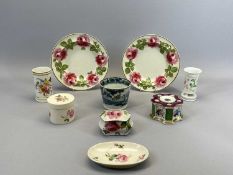 WEDGWOOD - a pair of cream ware bowls, painted with pink roses and leaves, impressed marks, 19th