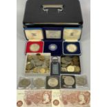 MIXED COINS, BANKNOTES & COLLECTABLES GROUP - lot includes a 1982 proof silver 20p, 5 x pre-1947