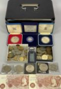 MIXED COINS, BANKNOTES & COLLECTABLES GROUP - lot includes a 1982 proof silver 20p, 5 x pre-1947