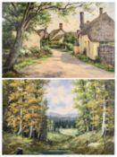 F G TROTT oil on canvas, title verso - 'Bossington Somerset', signed lower left, 45 x 55.5cms, and E