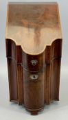 GEORGE III SHERATON PERIOD MAHOGANY SERPENTINE KNIFE BOX - inlaid with satin wood banding and