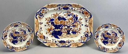 COPELAND & GARRETT LATE SPODE OCTAGONAL MEAT PLATE - decorated in blues and oranges with flowering