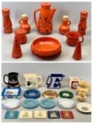 CANADIAN 'FAT LAVA' TYPE TABLEWARE including coffee pot, jug, preserve jar, bowl and condiments,