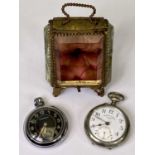 VICTORIAN LADY'S FOB WATCH, display box and two vintage base metal pocket watches, one marked '