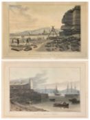 ANTIQUE ENGRAVINGS - 'The Harbour Lighthouse Holyhead', 22.5 x 30cms and a similar size 'Black