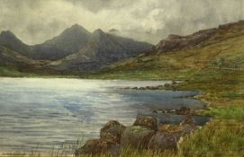 NORMAN NETHERWOOD ARCA watercolour - Llyn Llydaw with Snowdon in the background, signed, 25 x 38cms
