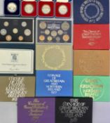 ROYAL MINT SILVER PROOF CROWNS (4) and coin collector's packs (11), the proof crowns include 2 x