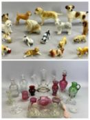 CHINA & GLASS ASSORTMENT - Sue Niven Scotland - two ceramic dogs, 11cms H, and a collection of other