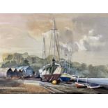 ALAN KIRKPATRICK 2009, (British born 1929), watercolour - titled 'Gallows Point the Sheds', signed