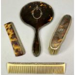 HALLMARKED SILVER & TORTOISESHELL WITH OTHER DRESSING TABLE ITEMS (4) - to include a circular hand