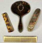 HALLMARKED SILVER & TORTOISESHELL WITH OTHER DRESSING TABLE ITEMS (4) - to include a circular hand