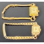 TUDOR 9CT GOLD & OTHER LADY'S WRISTWATCHES (2) - the Tudor rectangular cased measuring 30 x 15mm,