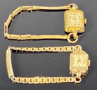 TUDOR 9CT GOLD & OTHER LADY'S WRISTWATCHES (2) - the Tudor rectangular cased measuring 30 x 15mm,