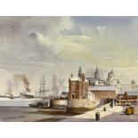 ALAN KIRKPATRICK, (British born 1929), watercolour - Liverpool Docks, signed lower left, mounted but