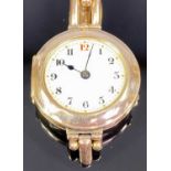 LADY'S VINTAGE 9CT GOLD EXPANDING BRACELET WRISTWATCH - the white dial set with Arabic numerals, not