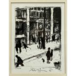 HAROLD RILEY & L S LOWRY lithograph pencil of Manchester Evening News building, numbered 7/15 and