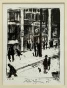 HAROLD RILEY & L S LOWRY lithograph pencil of Manchester Evening News building, numbered 7/15 and