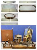 RETRO/VINTAGE WALL MIRRORS - oval with bevelled plate and chrome clips, 33 x 56cms, shaped