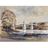 ALAN KIRKPATRICK 1989 (British born 1929) watercolour - the Britannia Bridge, Menai Straits,