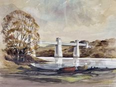 ALAN KIRKPATRICK 1989 (British born 1929) watercolour - the Britannia Bridge, Menai Straits,