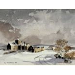 ALAN KIRKPATRICK 2000, (British born 1929), watercolour - winter landscape with ruined buildings,