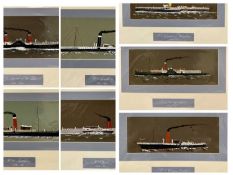 TODD watercolours, highlighted in body colours, set of 7 - steam paddleships - 'Culzean Castle',