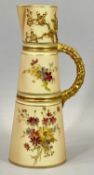 ROYAL WORCESTER BLUSH IVORY CLARET JUG - decorated with floral sprays, the neck moulded with