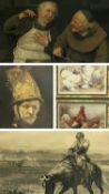 VINTAGE PRINTS ASSORTMENT - portrait of a soldier, 53 x 44cms, Pears print 'Macaroni', 43 x 58cms