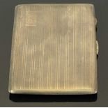 RECTANGULAR SILVER CIGARETTE CASE - with engine turned decoration, vacant cartouche, Birmingham