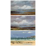 ROB HENDRY (British born 1952) watercolour/mixed media, a pair - titled 'Small Sea, two yachts',