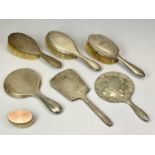 SILVER & OTHER DRESSING TABLE HAND MIRRORS & BRUSHES GROUP - 7 items to include one complete hand