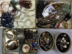 VINTAGE & LATER COSTUME JEWELLERY & COLLECTABLES - contained within two reproduction vanity cases,