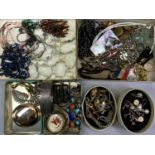 VINTAGE & LATER COSTUME JEWELLERY & COLLECTABLES - contained within two reproduction vanity cases,