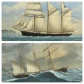 WELSH MARITIME, gouache - a pair, early 20th century, the slate schooner M. A. James, Porthmadoc -
